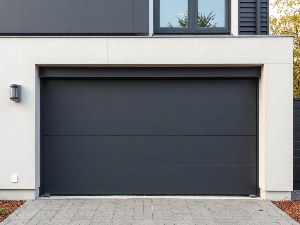 Porte de garage sectionnelle gris anthracite RAL 7016 motorisée